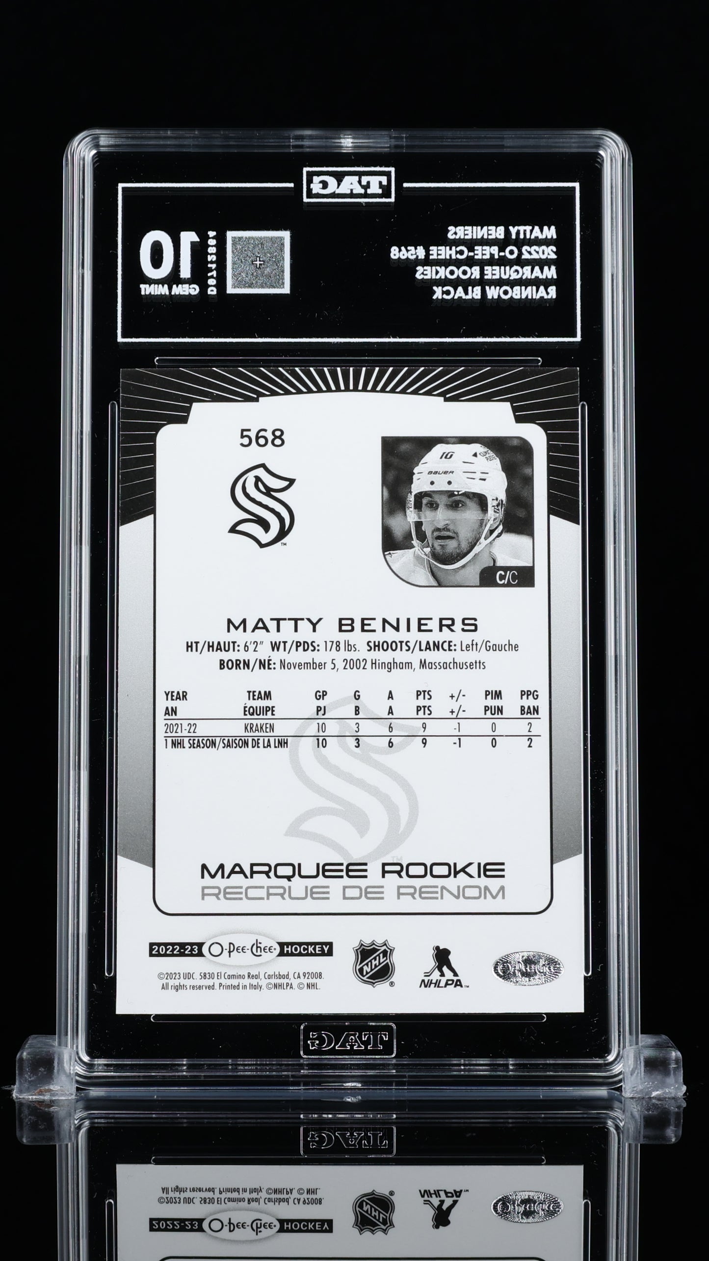 MATTY BENIERS 2022 O-PEE-CHEE #568 MARQUEE ROOKIES RAINBOW BLACK