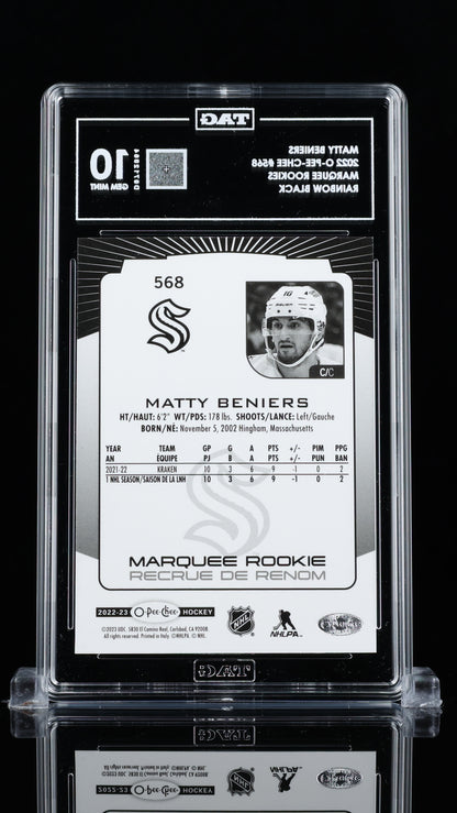 MATTY BENIERS 2022 O-PEE-CHEE #568 MARQUEE ROOKIES RAINBOW BLACK